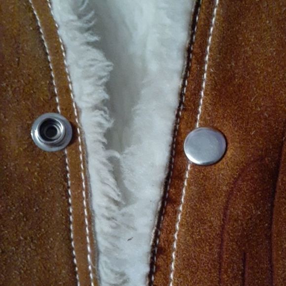 Vintage Western Suede Shearling‎ Vest Deer Cactus - Picture 6 of 8